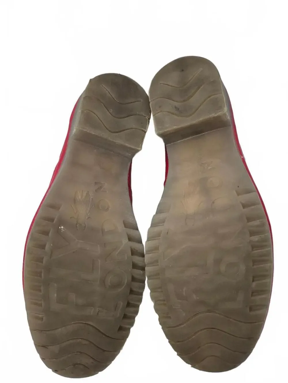 Fly London Red Leather Block Heel Pumps. Features Soft Leather Uppers, Slip-On D